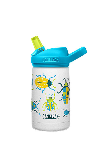 Eddy+ Böcek Desenli Beyaz Çelik Çocuk Suluk Matara 350 ml