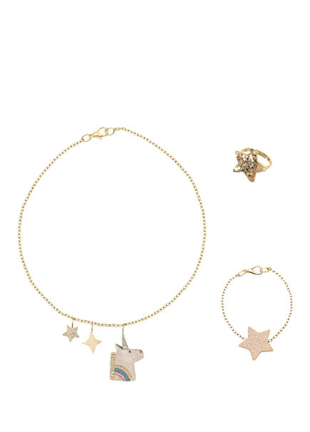 Unicorn Necklace Bracelet Ring Girls Jewelry Set