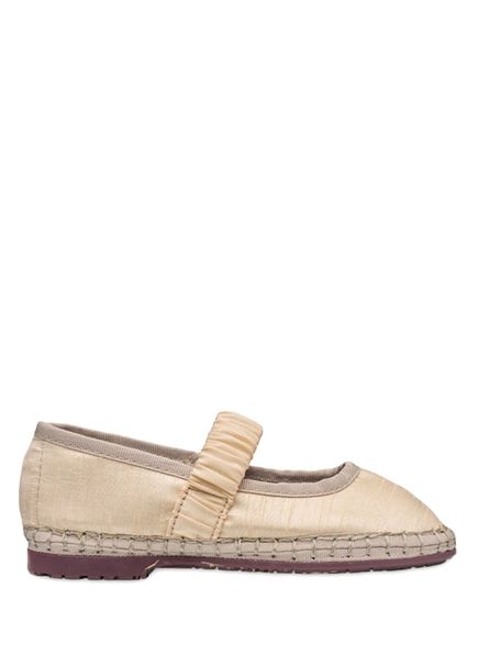 Beige Girl's Silk Ballet Flats
