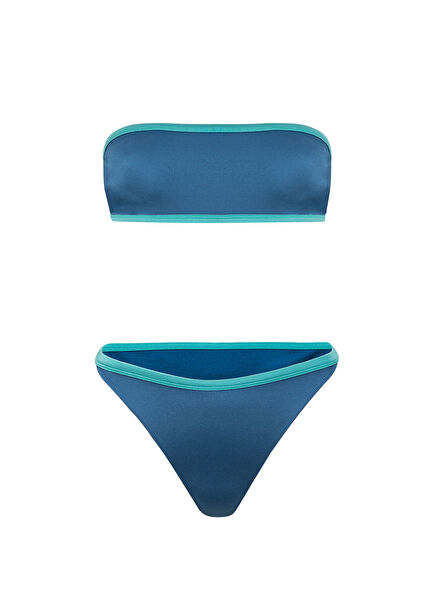 Lynne Koyu Mavi Kadın Straplez Bikini Takımı