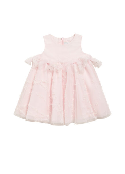 Pembe Tütülü Kolsuz Kız Bebek Elbise