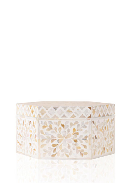 Sedef Seramik Altıgen Dekoratif Kutu 28 x 24 cm