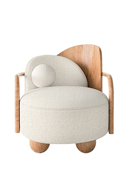 Teddy Ecru Wooden Armchair
