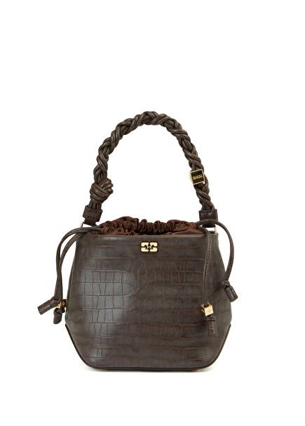 Brown Crocodile Textured Women's Leather Bag