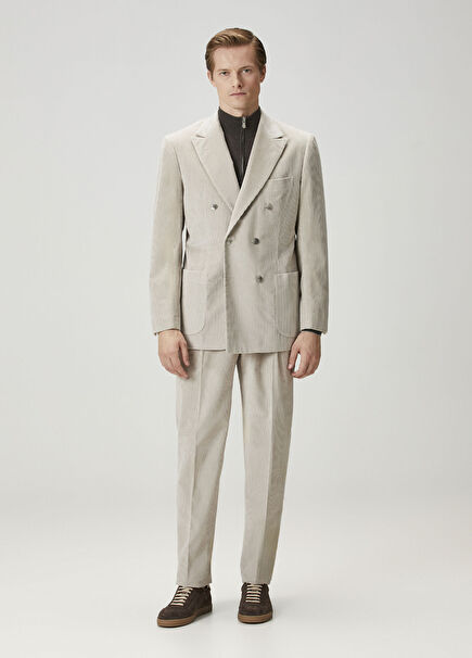 Beige Velvet Trousers