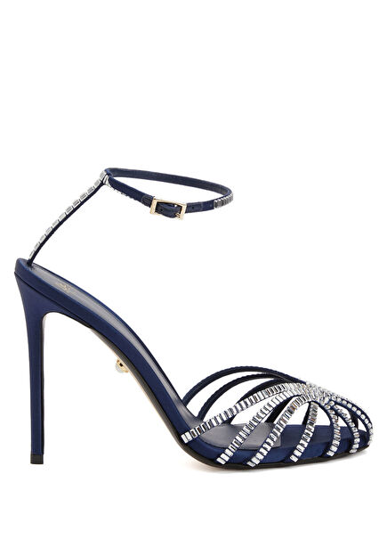 Penelope Navy Blue Women's Silk Sandals