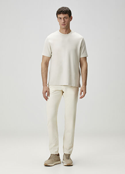 Slim Fit Kırık Beyaz Jean Pantolon