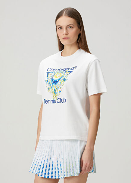 Tennis Club Icon Mavi Beyaz T-shirt