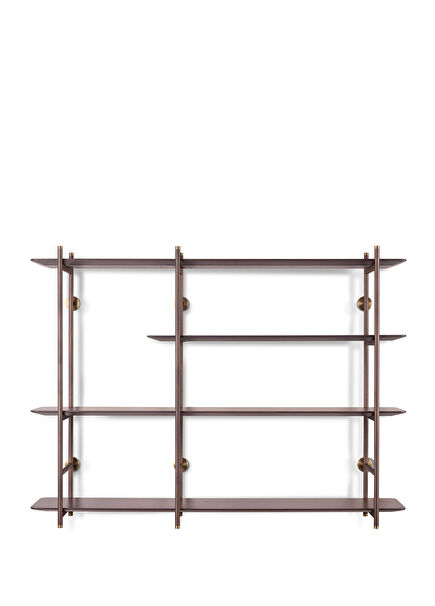 Cumba Kahverengi Ahşap Metal Dekoratif Duvar Kitaplığı