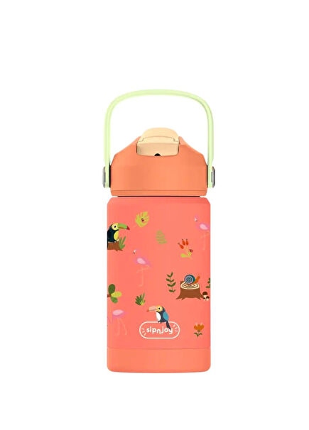 FlipSip Jungle Jam Coral Steel Kids Thermos Drinker 360 ml