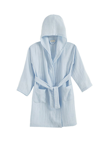 Lıttle Basic Mavi Müslin Unisex Çocuk Bornoz