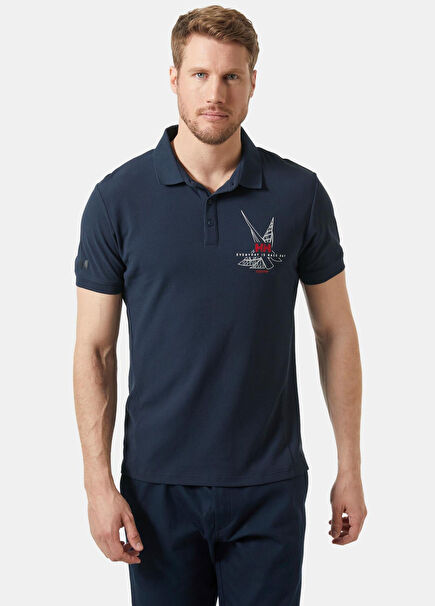 HP Race Navy Polo Yaka Kısa Kollu Erkek Spor T-shirt