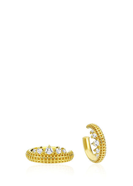 Princess Semita Stone Gold Plated 925 Sterling Silver Women's Cartilage Earrings