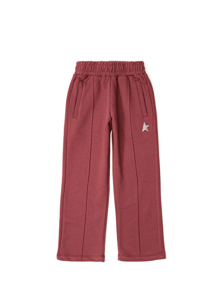 Maroon Logo Printed Boys' Sports Trousers