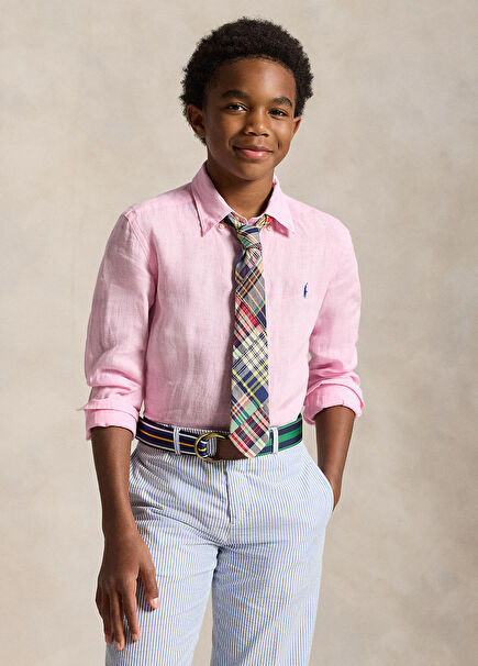 Light Pink Boys' Linen Shirt