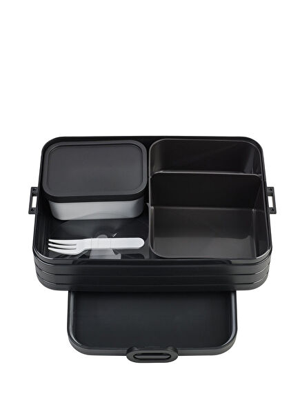 Bento Lunch Box Take A Break Large Nordic Black Sectioned Portable Food Container 1500 ml