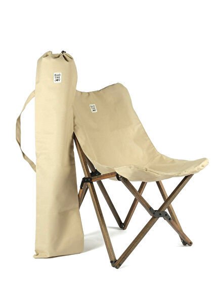 Wood Anthracite Skeleton Beige Cover Folding Camping and Garden Chair