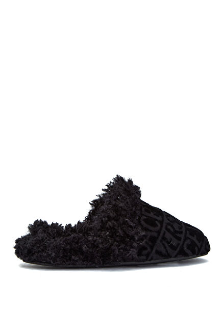 Black Logo Jacquard Towel Slippers