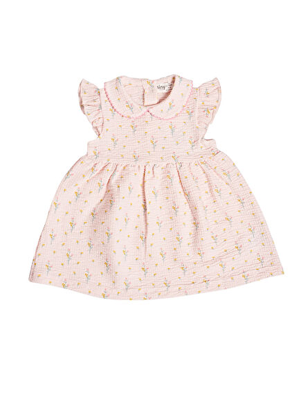 Bebe Yaka Pembe Kız Bebek Elbise