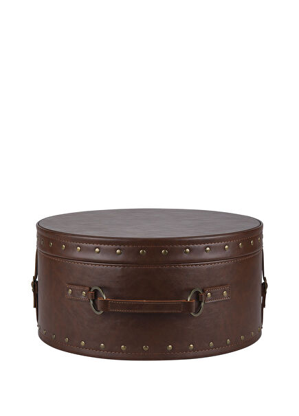 Tan Leather Hat Box