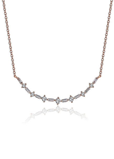 Feraye Prime Pırlanta Taşlı Rose Gold Kadın Kolye