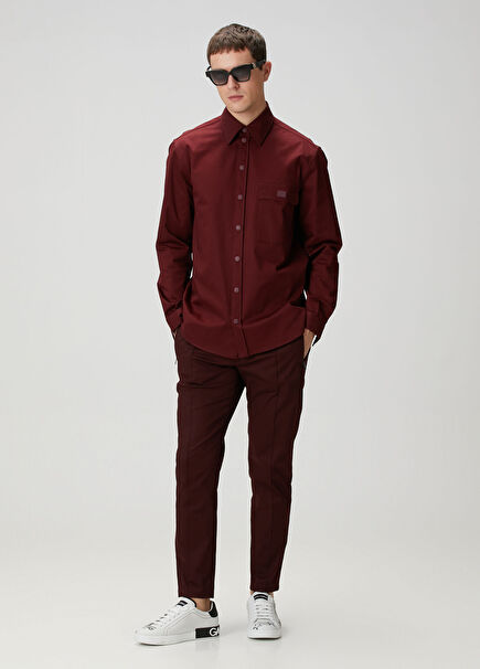 Burgundy Waist Corded Trousers