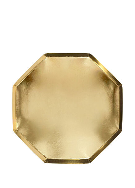 Altın Rengi Büyük Boy 8'li Kağıt Parti Tabağı