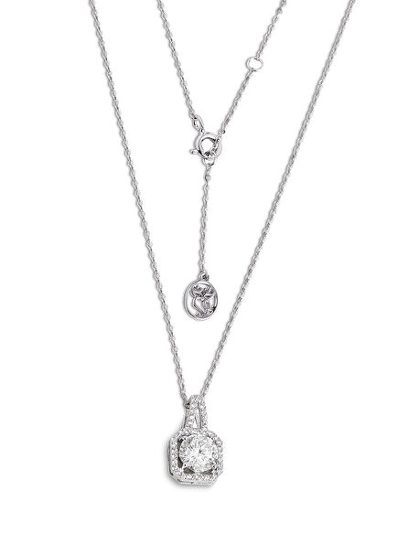 Moissanite Light 18K White Gold Plated 925K Silver Women's Necklace