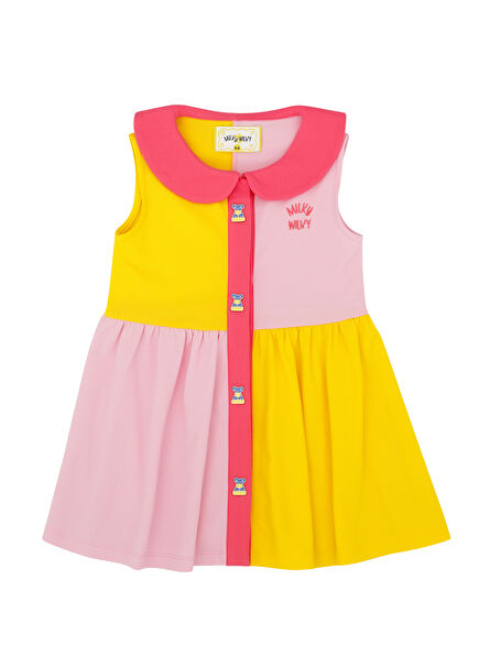 Pink Yellow Girls Organic Cotton Dress