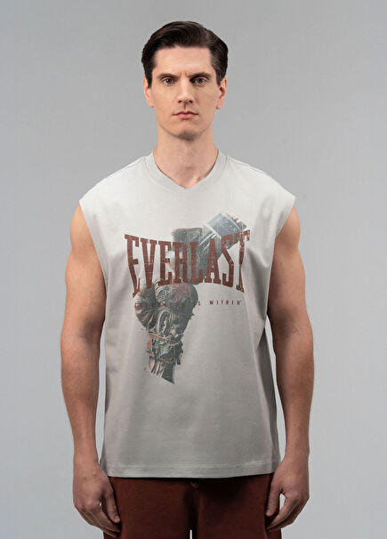 Boxing Heritage Açık Gri Oversize Kolsuz Erkek T-Shirt