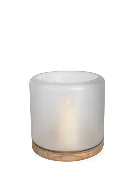 Mumbai Lantern Base Oak Glass Clear Glass Large Size Decorative Object