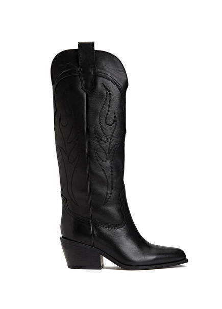 Siyah Kadın Deri Çizme