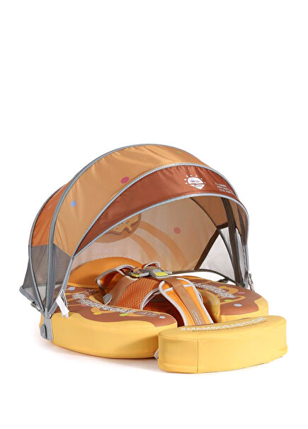 Chocolate Donut Patterned Safety Canopy and Foot Support Baby Kids Swimming Ring