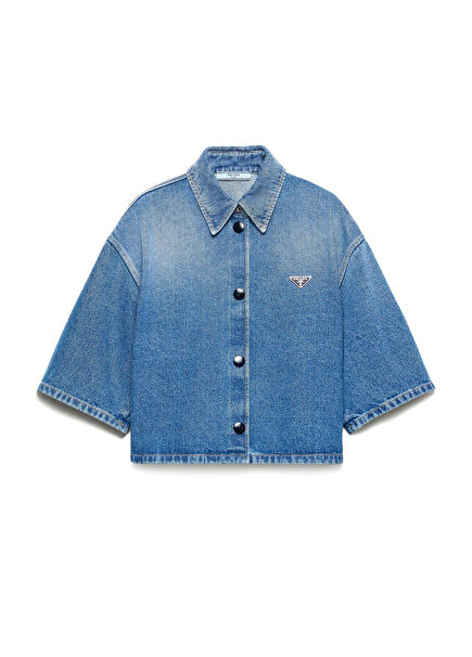 Mavi Denim Kısa Kadın Gömlek