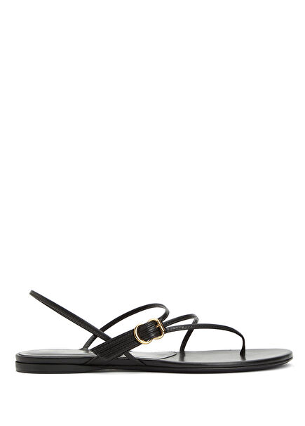 Siyah Kadın Deri Terlik