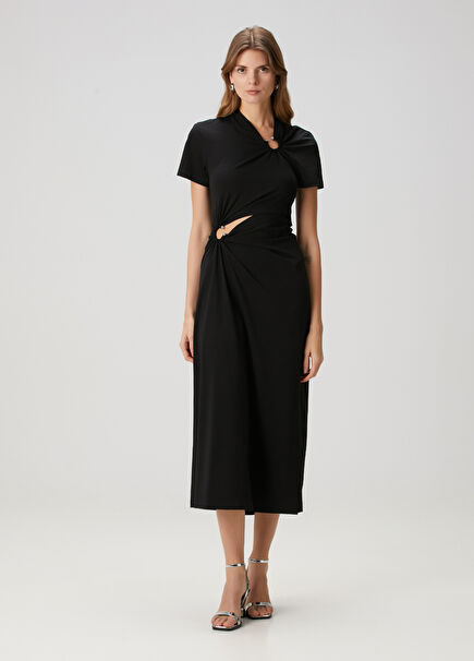 Black Cut-Out Midi Dress