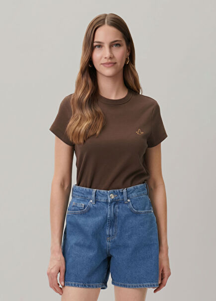 Kahverengi Zincir Logolu T-shirt