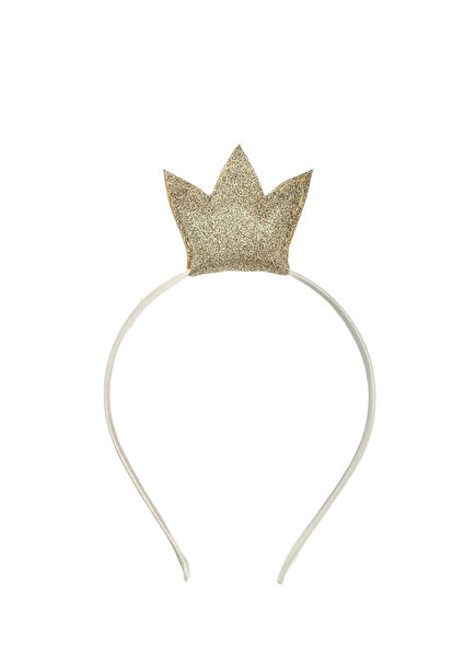 Prenses Gold Simli Kumaş Kız Çocuk Taç