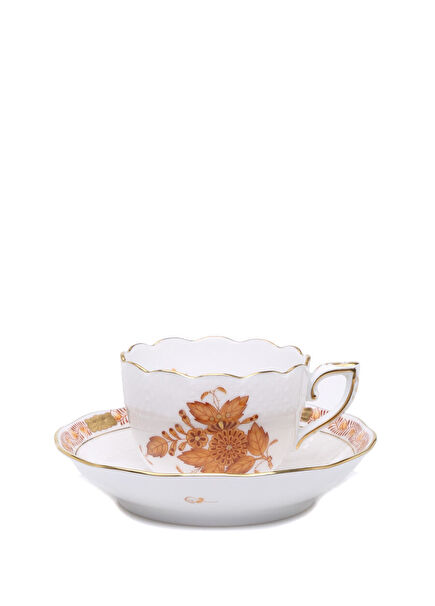 Kahve Çiçek Motifli Porselen Kahve Fincan Takımı