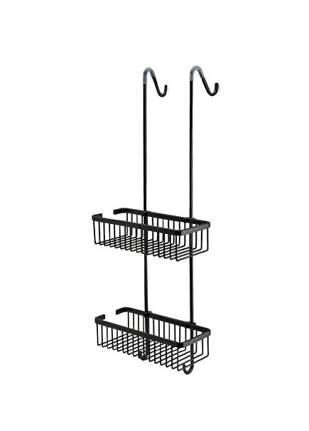 Siyah Dikdörtgen 2'li Askılı Duş Rafı 