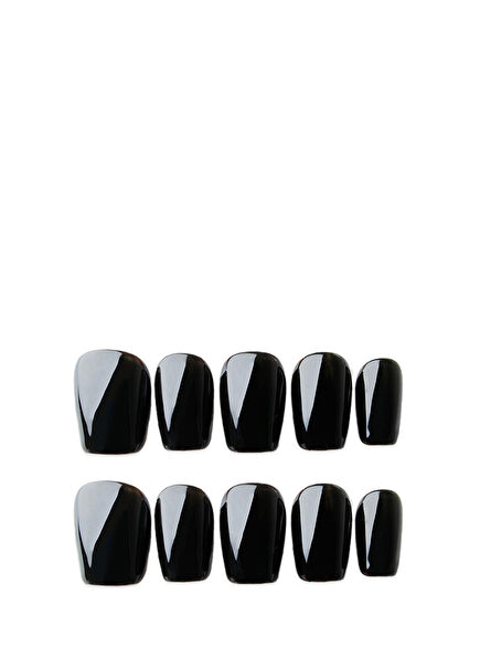 Kısa Balerin 15'li Siyah Protez Takma Tırnak