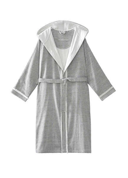 Hasna %100 Organik Pamuk Keten Melanj Antrasit Erkek Bornoz