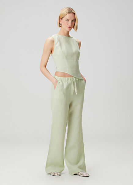 Today Light Green Linen Pants