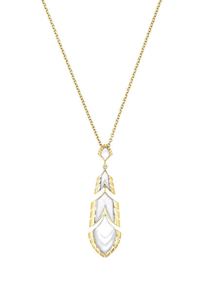 Paon Clear & White Lacquer 18 Ayar Altın Kaplama Kristal Kadın Kolye