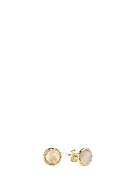 Sweet Moonstone Natural Stone 14K Gold Women's Earrings