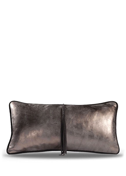 Effete Sud Beige Platinum Leather Pillow 30x60 cm