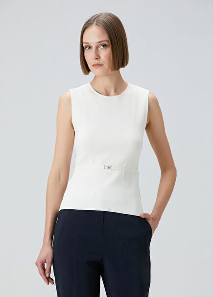 White Belt Detailed Tank Top