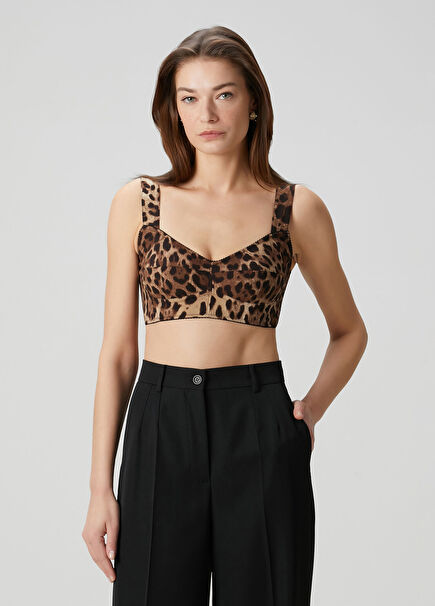 Leopard Printed Silk Bustier