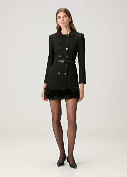 Siyah Kemerli Mini Elbise