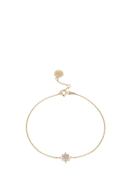 Sun Diamond Stone 14K Gold Unisex Bracelet